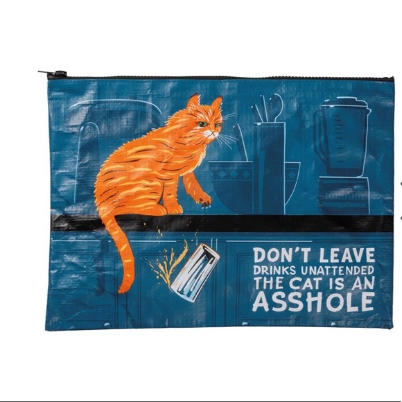 Funny Cat Don’t leave drinks unattended zip pouch - Picture 2 of 2